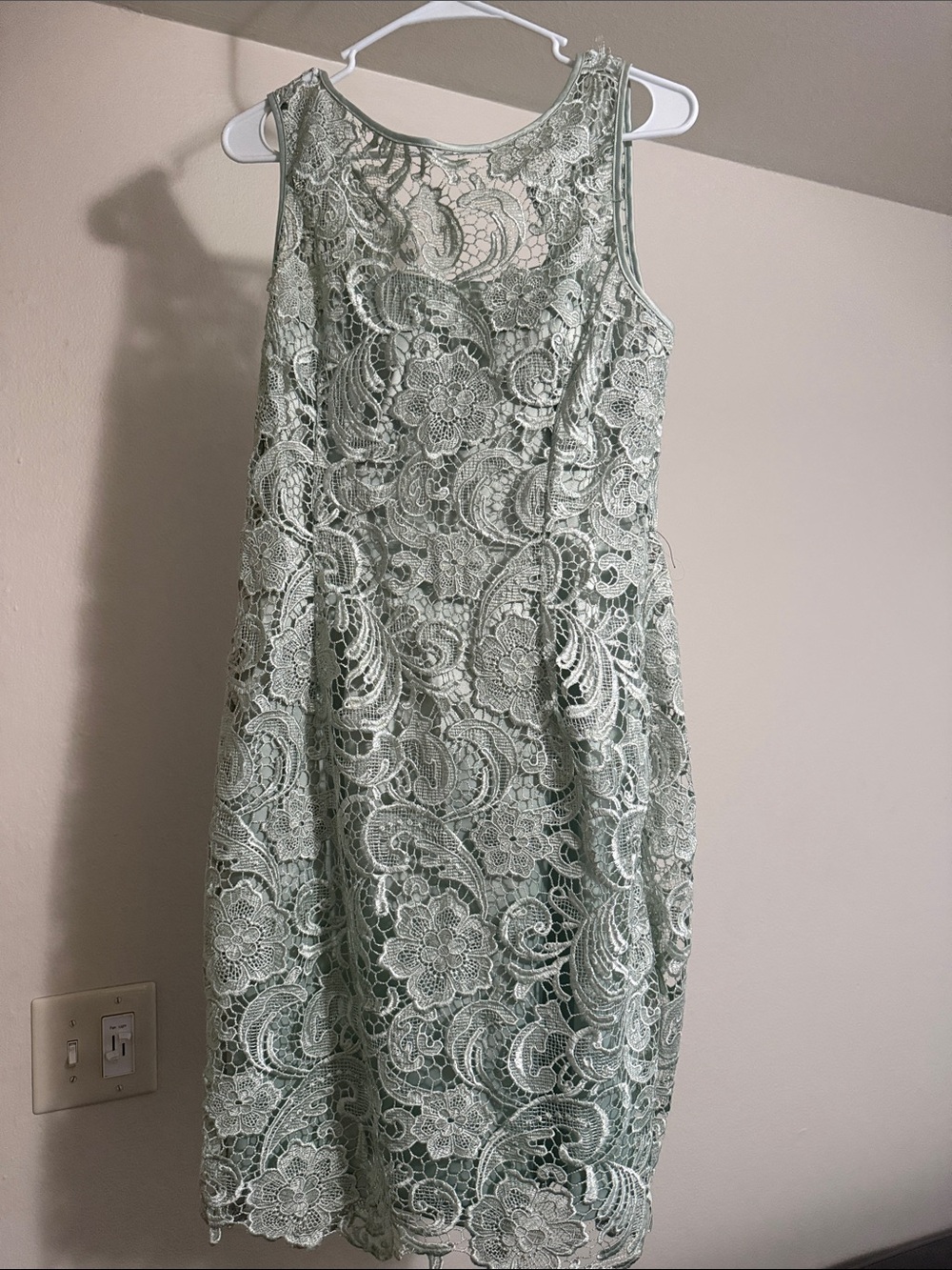 Adrianna Papell Sage Green Lace Sheath Dress